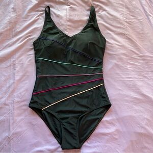 Charcoal One Piece Swimsuit, Size L